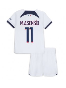 Otroški Nogometna dresi replika Paris Saint-Germain Marco Asensio #11 Gostujoči 2023-24 Kratek rokav (+ hlače)
